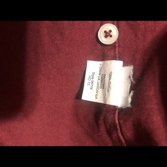 🛑Sold🛑Crew Small Polka Dot Slim Fit Cabernet Button Down Shirt 06778 - Picture 5 of 6